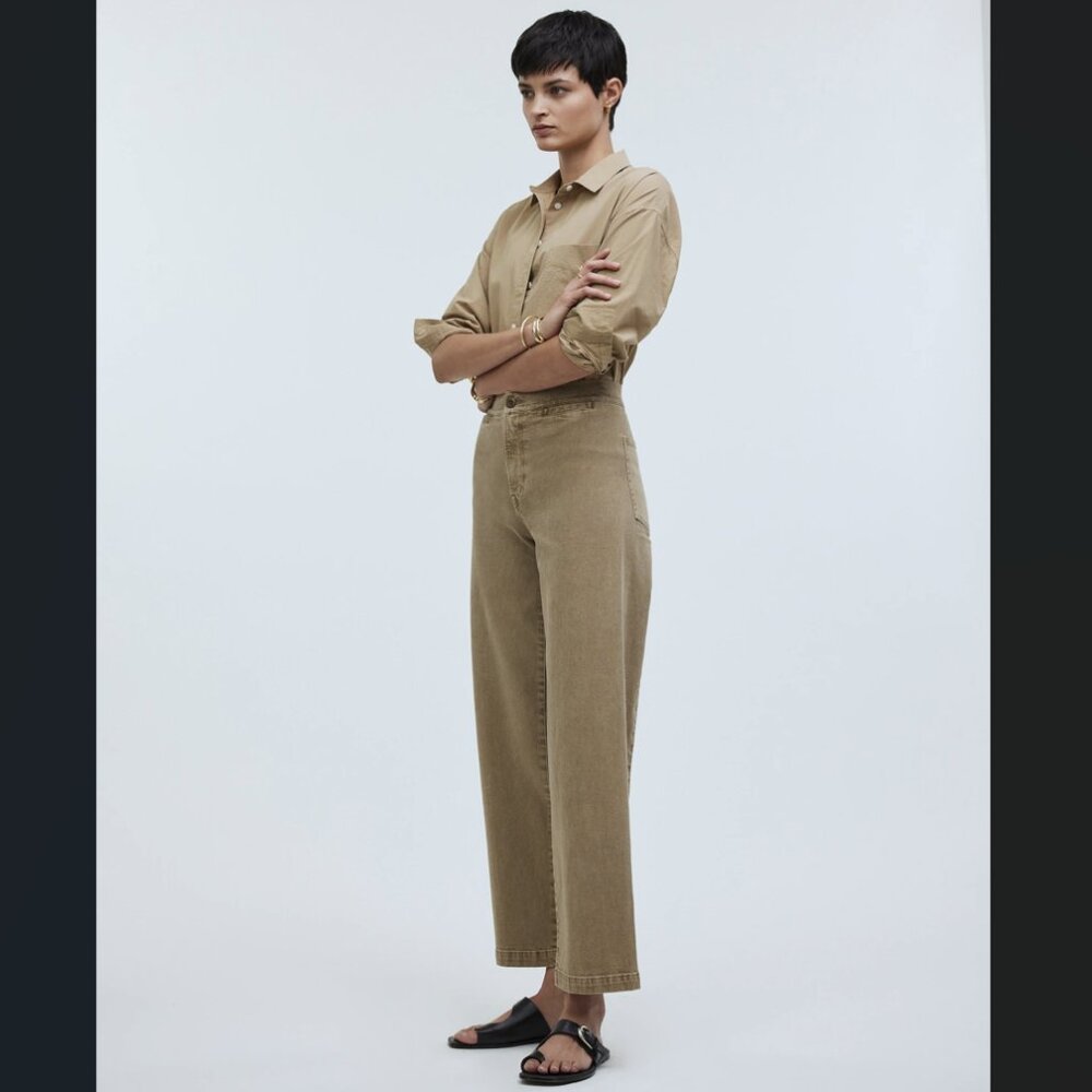Madewell Women's Emmett Wide-Leg Crop Pant: Welt Pocket Edition Drill Khaki 33 - Picture 3 of 11